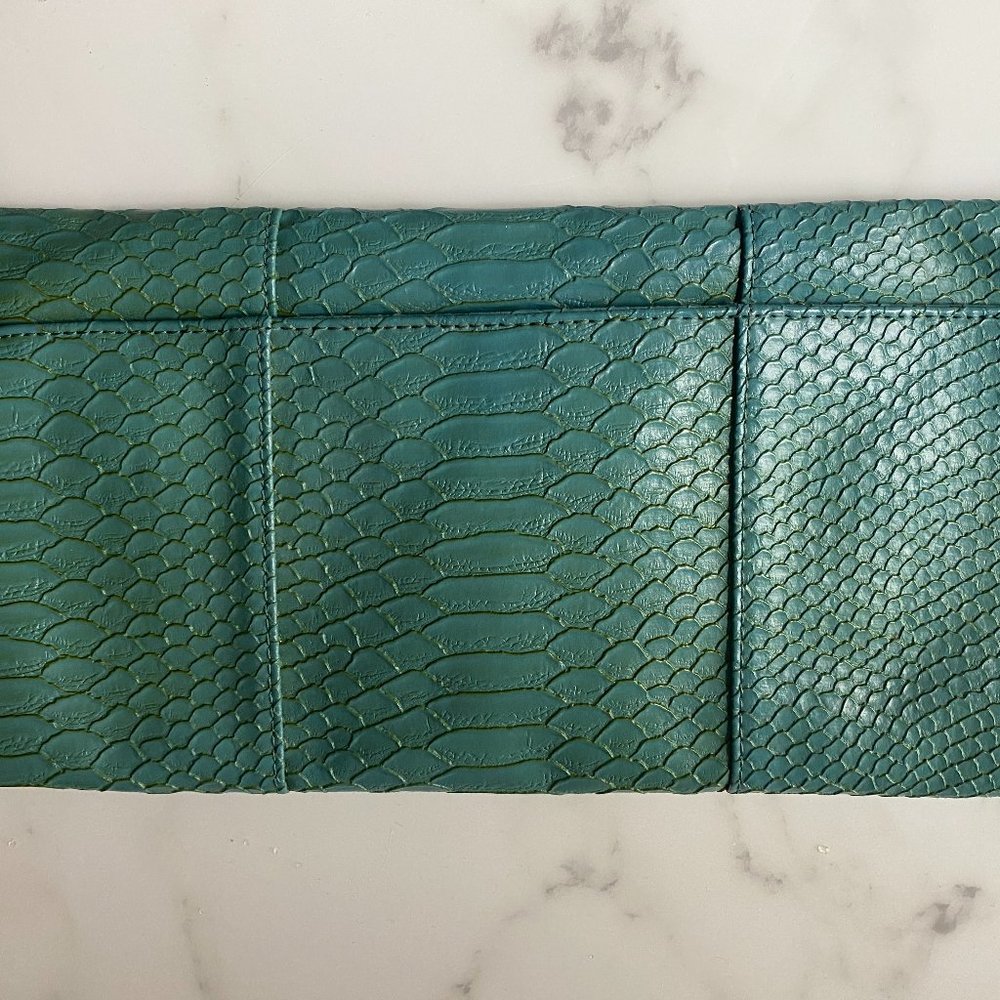 Green Embossed Python Clutch - image 1